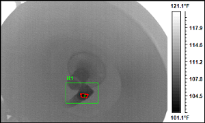 Thermal image showing air leak on air hose reel fitting