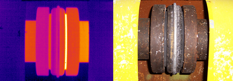 Rubber insert misalignment will lead to wear & eventual failure.  IR and visual shown.